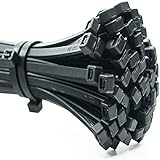 ERKO Kabelbinder Schwarz 400 x 4,8 mm 100 Stück 22kg Zugfestigkeit,...