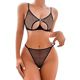 Dessous-Set Bügel Push Up Sexy Hot Damen Transparentes Oberteil BH und Slip...