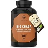 Bio Chaga Extrakt - 180 Kapseln - 1200mg Bio Extrakt (10:1) 12.000mg - 40%...