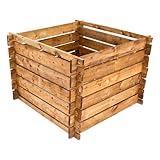 Komposter aus Holz, Gartenkomposter imprägniert, 100 x 100 x 65 cm (braun)