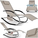 tectake® Gartenliege mit Seitentasche, Relaxliege, Liegestuhl Schaukelstuhl,...