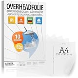 10 Blatt Overheadfolie PEMIUM - DIN A4 transparent - Für LASERdrucker, Kopierer...