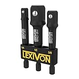 LEXIVON Stecknuss Adapter bit set (3 teiliges 7.5cm lang) 6.35 | 9.5 | 12.7mm...