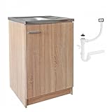 Stamar Spülenschrank Küchenschrank 60 cm Sonoma Spüle mit Siphon...
