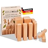 HOLZHELD - 10- teiliges Lindenholz-Set XXL inkl. Stiftrohling, Schnitzholz,...