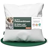 Daunenkissen 80x80 Medium für Rücken- & Seitenschläfer, 3-Kammer Kopfkissen...