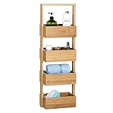 Casaria® Badregal Standregal Bambus 4 Ablagen 88x16x28 cm Holz Küchenregal...