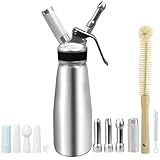 HFZCV Sahnespender 500 ml aus Aluminium, Sahnebereiter mit 6 Dekordüsen,...