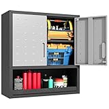BIZOEIRON Garagen-Wandschrank mit Türen und Regalen, Metall-Wandschrank mit...