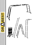 DRABEST - Gelenkleiter 4x3 Sprossen - aus Aluminium und Stahl - Klappleiter,...