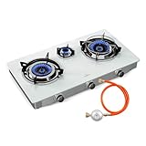 Klarstein Barzona Gaskochfeld, 3-Brenner Edelstahl & Glas, 8,45kW, Tragbarer...