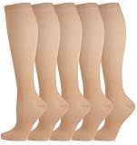 5 Paar Kompressionsstrümpfe Kniestrümpfe Stützstrümpfe Laufsocken für Damen...