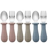 PandaEar 6 Stücke Kinderbesteck Esslernbesteck ab 1 jahr| Silikon Edelstahl...
