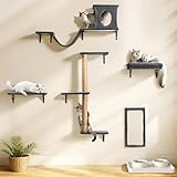 PawGiant 5-in-1 Kletterwand Katzen Set, Stabiles Holz Katzen Wandelemente mit...