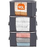 Lifewit 3 Stück 90L Große Aufbewahrungstasche Schrank Organizer Set, Faltbar...