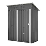 GIHAUVIA Metall Gerätehaus 153x73x182cm,wetterfestes Gartenschuppen aus...