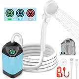 Campingdusche Mit Pumpe, Camping Dusche Mit Wiederaufladbarem 7800mah Akku Und...