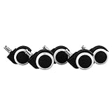 Amstyle Hartbodenrollen 5er Set gebremste Rollen für Bürostuhl Schwarz/Weiß...