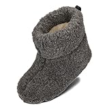 BeComfy Warme Hausschuhe Damen Herren Hüttenschuhe aus Schafwolle (Anthrazit, EU Schuhgrößensystem, Erwachsene, Numerisch, M, 43)