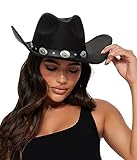 Eohak Cowboyhut für Damen, mit Nieten, breite Krempe, Gaucho-Hut, knautschbarer...