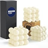 Morgunmvon 3 Bubble kerze beige deko kerzen set Vanille, sojawachs duftkerzen...