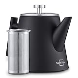 SILBERTHAL Thermo Teekanne mit Siebeinsatz (1L) Schwarz - Doppelwandig aus...
