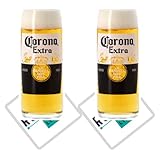 Roxley Corona Extra X2 Pint-Gläser Lagerbierglas mit 2 Marken-Bierdeckeln