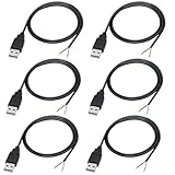 Greluma 6 Stk 22 AWG USB-Pigtail, 2-adriges USB 2.0-Kabel, 2-poliger blanker...