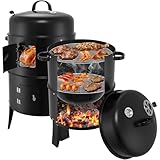 3 in 1 Räucherofen, Räucherofen, Holzkohlegrill mit Deckel, Smoker Grill mit...