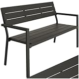 tectake® Gartenbank, Bank in Holzoptik, Parkbank als Gartenmöbel, Balkonbank...