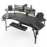 EUREKA ERGONOMIC Gaming Tisch, 182×76 cm Groß Gaming Schreibtisch mit Led,...