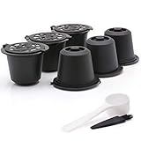 zalati Kaffeekapseln, nachfüllbar, wiederverwendbar, mit Löffel und Bürste für Nespresso-Tassen, OriginalLine-kompatibel, 6 Stück