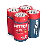 Ansmann Batterien Baby C LR14 4 Stück 1,5V - Alkaline Batterie langlebig &...