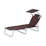 Outsunny Sonnenliege klappbar Gartenliege mit Dach, Liegestuhl mit 4-Fach...