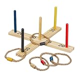 Relaxdays Ringwurfspiel, Holzwurfspiel für Kinder & Erwachsene, Ringe werfen,...