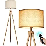 OUTON LED Stehlampe Dimmbar Dreibein Holz mit Fernbedienung, 4 Farbtemperatur...