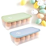 QINERSAW 2er Set Eierbox 10 Eier Eierbehälter mit Deckel Eieraufbewahrungsboxen...