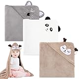 Kaisibum 3 Stück Kapuzenhandtuch Baby, 80 x 80 cm Baby Handtücher Weiche...