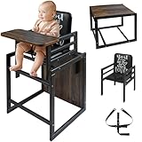 VILHA Premium Kinder Kombi-Hochstuhl, 2-in-1 Babystuhl aus Holz, der Praktische...