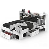Funktionsbett Fabio inkl Regalwand + Beleuchtung + 3 Bettschubkästen 140 * 200...