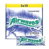 Airwaves Kaugummi Zuckerfrei, Strong Gum, 30 x 10 Dragees, Großpackung Chewing...
