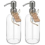 ALTGLAS Seifenspender 'Sarajevo' - Doppelspender Set aus Klar Glas Flasche mit...