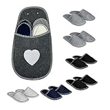 Relaxdays Gästehausschuhe 6 Paar, Hausschuhe, Herz-Tasche, Größen 36-45,...