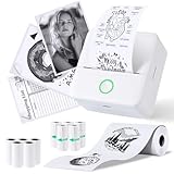 PRAOAHEI Mini Drucker, Tragbarer Fotodrucker mit 10 Rollen Druckerpapier,...