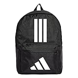 adidas Unisex Classic Three Stripes Backpack Back to School, Black/White, One...