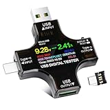 YEREADW USB Tester Messgerät 2-in-1 Typ C Strommessgerät LCD Multimeter...