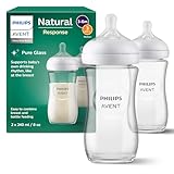 Philips Avent Babyflaschen Natural Response aus Glas – 2x Babyflasche, 240 ml,...