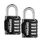 GRIFEMA 2 Pack Zahlenschloss 4 Stellig-Vorhängeschloss Wetterfest...