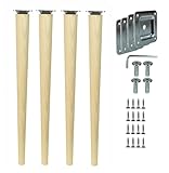 woplus Holz Tischbeine Round | Höhe: 68 cm | Natur (unbehandelt) | konisch...