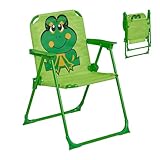 Relaxdays Kinder Klappstuhl, Campingstuhl mit Frosch-Motiv, HBT: 51,5x36x37,5...